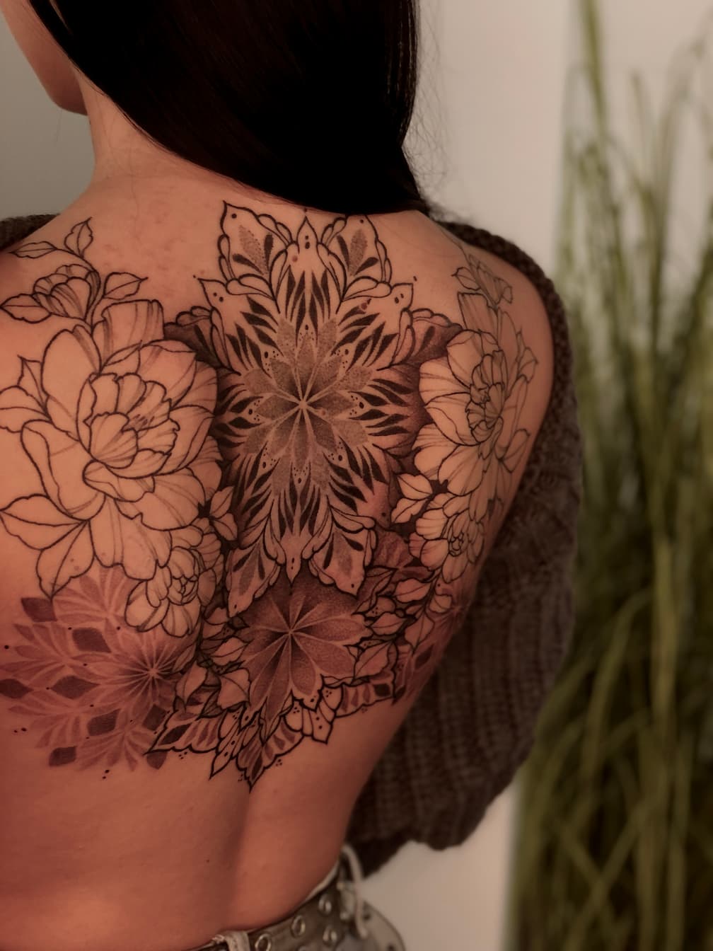 Botanical fineline rose tattoo